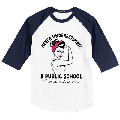 Never Underestimate A Public School Teacher Public Education Baseball Sleeve Shirt