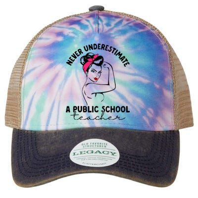 Never Underestimate A Public School Teacher Public Education Legacy Tie Dye Trucker Hat