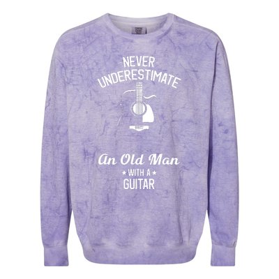 Never Underestimate An Old Man With A Guitar Acoustic Player Colorblast Crewneck Sweatshirt