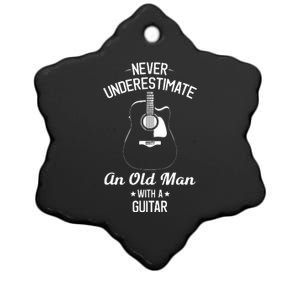 Never Underestimate An Old Man With A Guitar Acoustic Player Ceramic Star Ornament