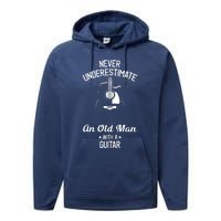 Never Underestimate An Old Man With A Guitar Acoustic Player Performance Fleece Hoodie