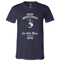 Never Underestimate An Old Man With A Guitar Acoustic Player V-Neck T-Shirt