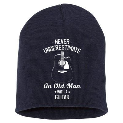 Never Underestimate An Old Man With A Guitar Acoustic Player Short Acrylic Beanie