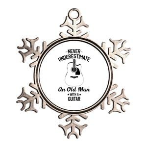 Never Underestimate An Old Man With A Guitar Acoustic Player Metallic Star Ornament