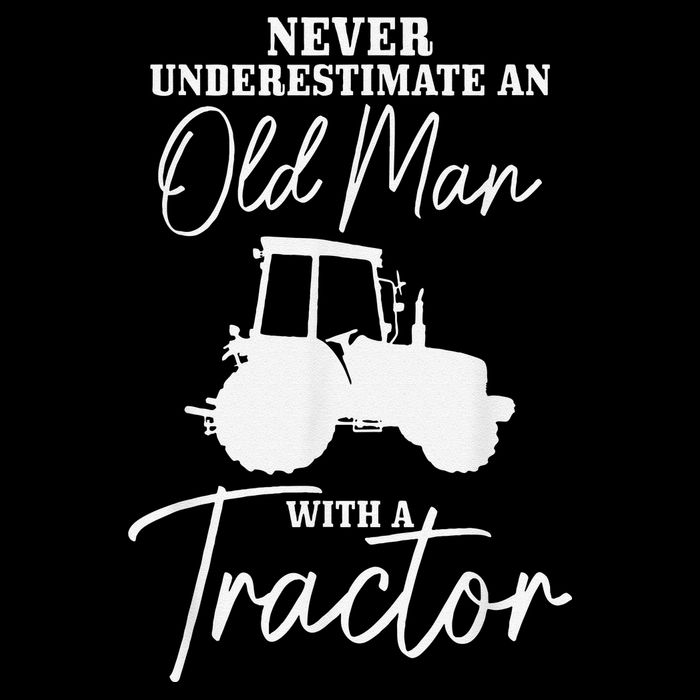 Never Underestimate An Old Man With A Tractor Funny Farmer Drawstring Bag