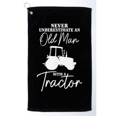 Never Underestimate An Old Man With A Tractor Funny Farmer Golf Towel