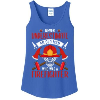 Never Underestimate An Old Who Was A Firefighter Gift Ladies Essential Tank