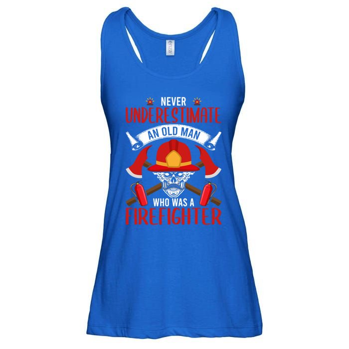 Never Underestimate An Old Who Was A Firefighter Gift Ladies Essential Flowy Tank