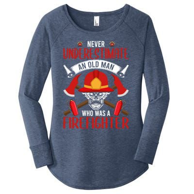 Never Underestimate An Old Who Was A Firefighter Gift Women's Perfect Tri Tunic Long Sleeve Shirt