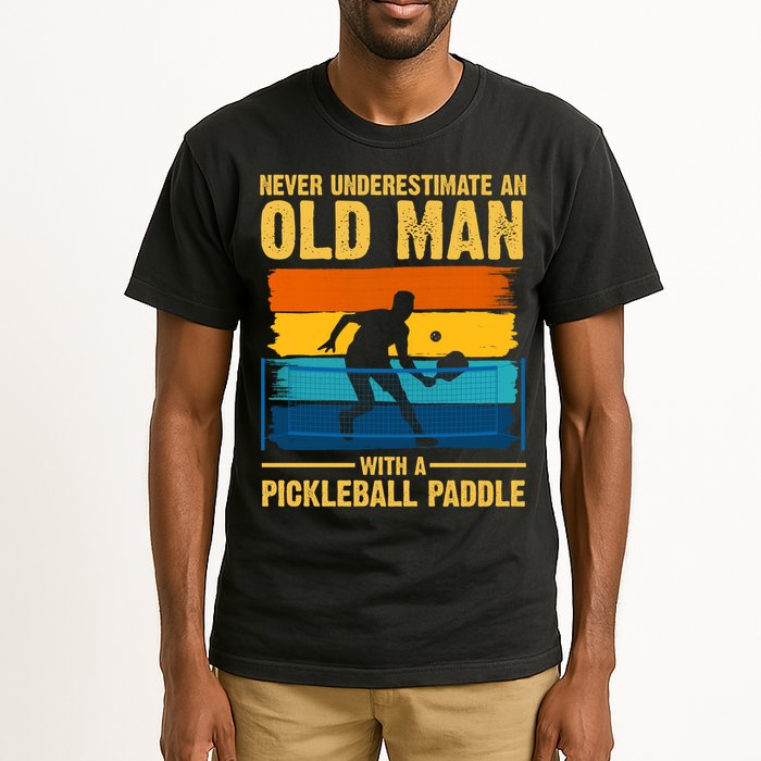 Never Underestimate An Old Man With A Pickleball Paddle Tall T-Shirt