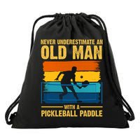 Never Underestimate An Old Man With A Pickleball Paddle Drawstring Bag
