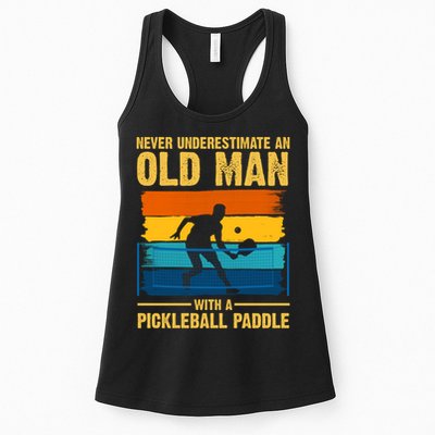 Never Underestimate An Old Man With A Pickleball Paddle Womens Tank Top