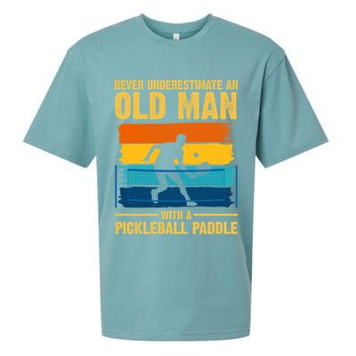 Never Underestimate An Old Man With A Pickleball Paddle Sueded Cloud Jersey T-Shirt
