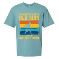 Never Underestimate An Old Man With A Pickleball Paddle Sueded Cloud Jersey T-Shirt