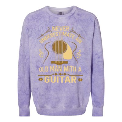 Never Underestimate An Old Man With A Guitar Acoustic Player Colorblast Crewneck Sweatshirt