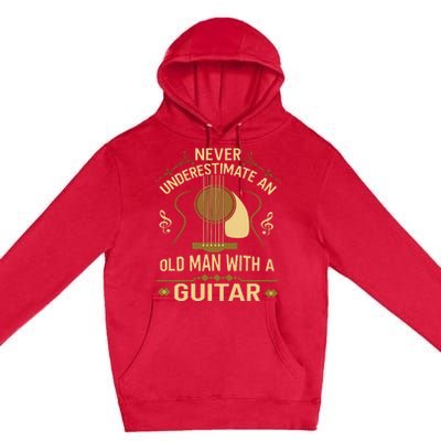 Never Underestimate An Old Man With A Guitar Acoustic Player Premium Pullover Hoodie