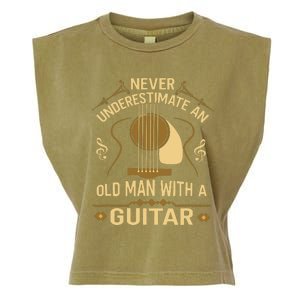 Never Underestimate An Old Man With A Guitar Acoustic Player Garment-Dyed Women's Muscle Tee