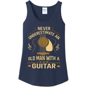 Never Underestimate An Old Man With A Guitar Acoustic Player Ladies Essential Tank