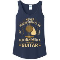 Never Underestimate An Old Man With A Guitar Acoustic Player Ladies Essential Tank