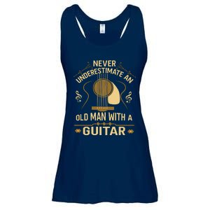 Never Underestimate An Old Man With A Guitar Acoustic Player Ladies Essential Flowy Tank