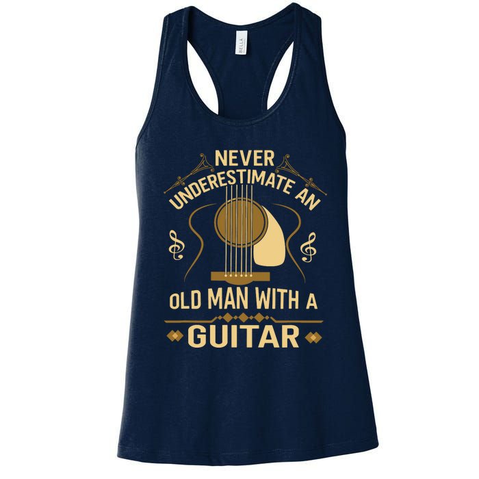 Never Underestimate An Old Man With A Guitar Acoustic Player Women's Racerback Tank