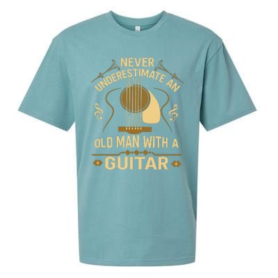 Never Underestimate An Old Man With A Guitar Acoustic Player Sueded Cloud Jersey T-Shirt