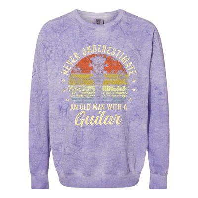 Never Underestimate An Old Man With A Guitar Player Colorblast Crewneck Sweatshirt