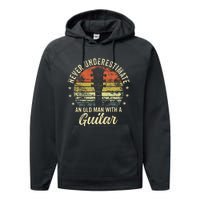 Never Underestimate An Old Man With A Guitar Player Performance Fleece Hoodie