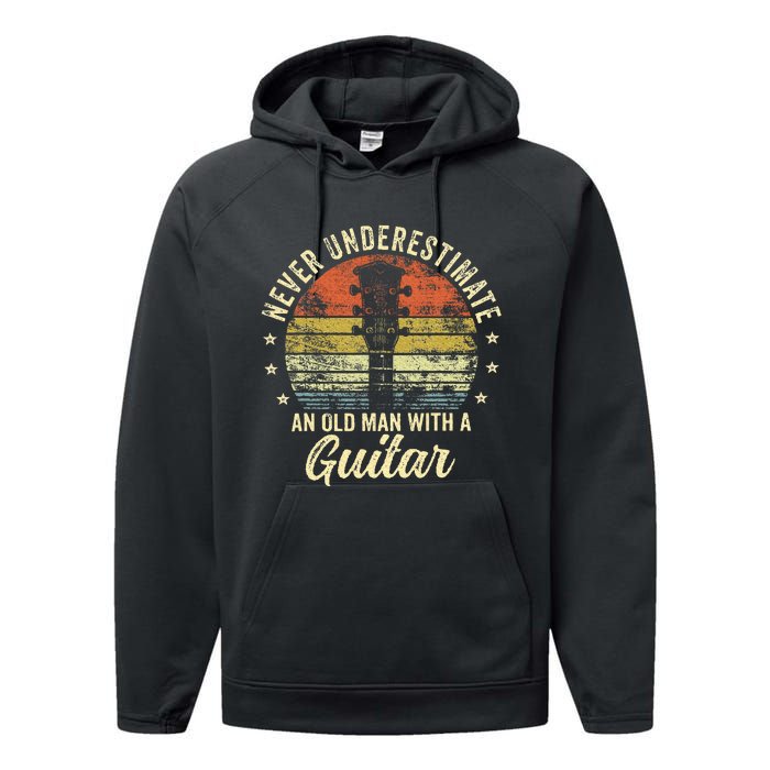 Never Underestimate An Old Man With A Guitar Player Performance Fleece Hoodie