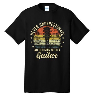 Never Underestimate An Old Man With A Guitar Player Tall T-Shirt