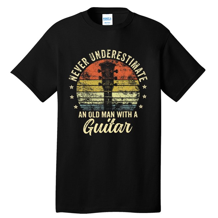 Never Underestimate An Old Man With A Guitar Player Tall T-Shirt