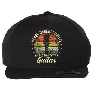 Never Underestimate An Old Man With A Guitar Player Wool Snapback Cap