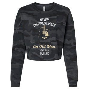 Never Underestimate An Old Man With A Guitar Guitarist Funny Cropped Pullover Crew