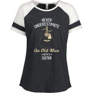 Never Underestimate An Old Man With A Guitar Guitarist Funny Enza Ladies Jersey Colorblock Tee