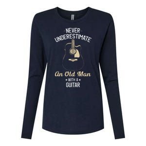 Never Underestimate An Old Man With A Guitar Guitarist Funny Womens Cotton Relaxed Long Sleeve T-Shirt