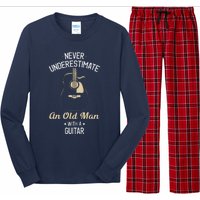 Never Underestimate An Old Man With A Guitar Guitarist Funny Long Sleeve Pajama Set