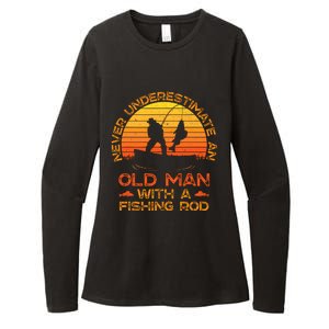 Never Underestimate An Old Man With A Fishing Rod Fisherman Womens CVC Long Sleeve Shirt