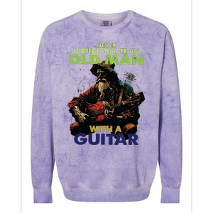 Never Underestimate An Old Man With A Guitar Colorblast Crewneck Sweatshirt