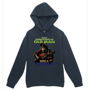 Never Underestimate An Old Man With A Guitar Urban Pullover Hoodie