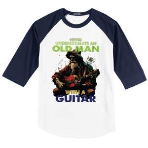 Never Underestimate An Old Man With A Guitar Baseball Sleeve Shirt