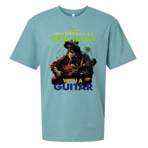 Never Underestimate An Old Man With A Guitar Sueded Cloud Jersey T-Shirt