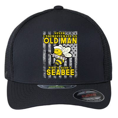 Never Underestimate An Seabee Old Man Sea Shipping Flexfit Unipanel Trucker Cap