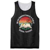 Never Underestimate A Public School Teacher Retro Vintage Mesh Reversible Basketball Jersey Tank