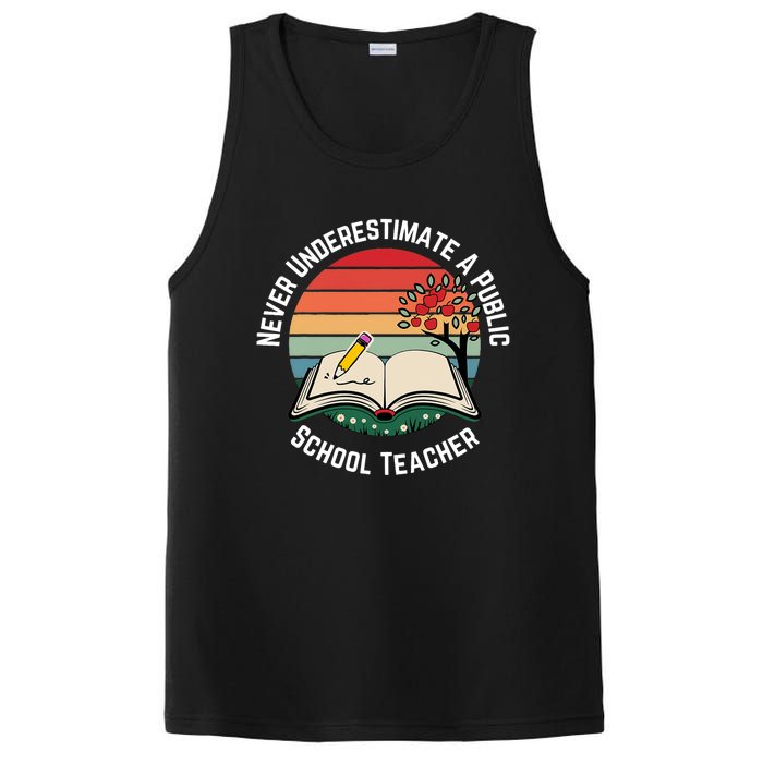 Never Underestimate A Public School Teacher Retro Vintage PosiCharge Competitor Tank