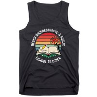 Never Underestimate A Public School Teacher Retro Vintage Tank Top