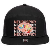 Neurospicy Universe Adhd Autism Awareness And Acceptance 7 Panel Mesh Trucker Snapback Hat
