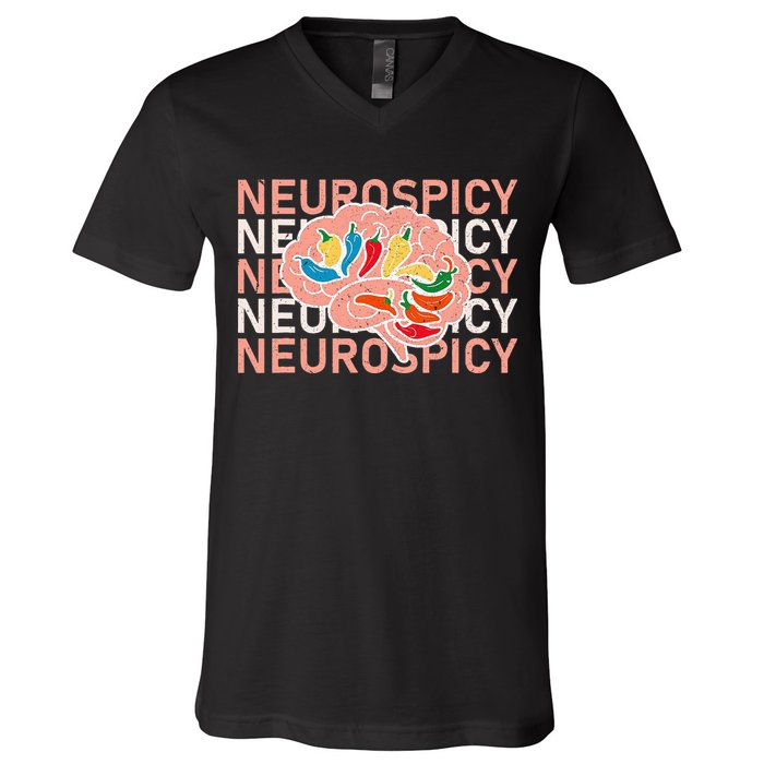Neurospicy Universe Adhd Autism Awareness And Acceptance V-Neck T-Shirt
