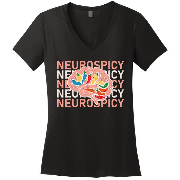 Neurospicy Universe Adhd Autism Awareness And Acceptance Women's V-Neck T-Shirt