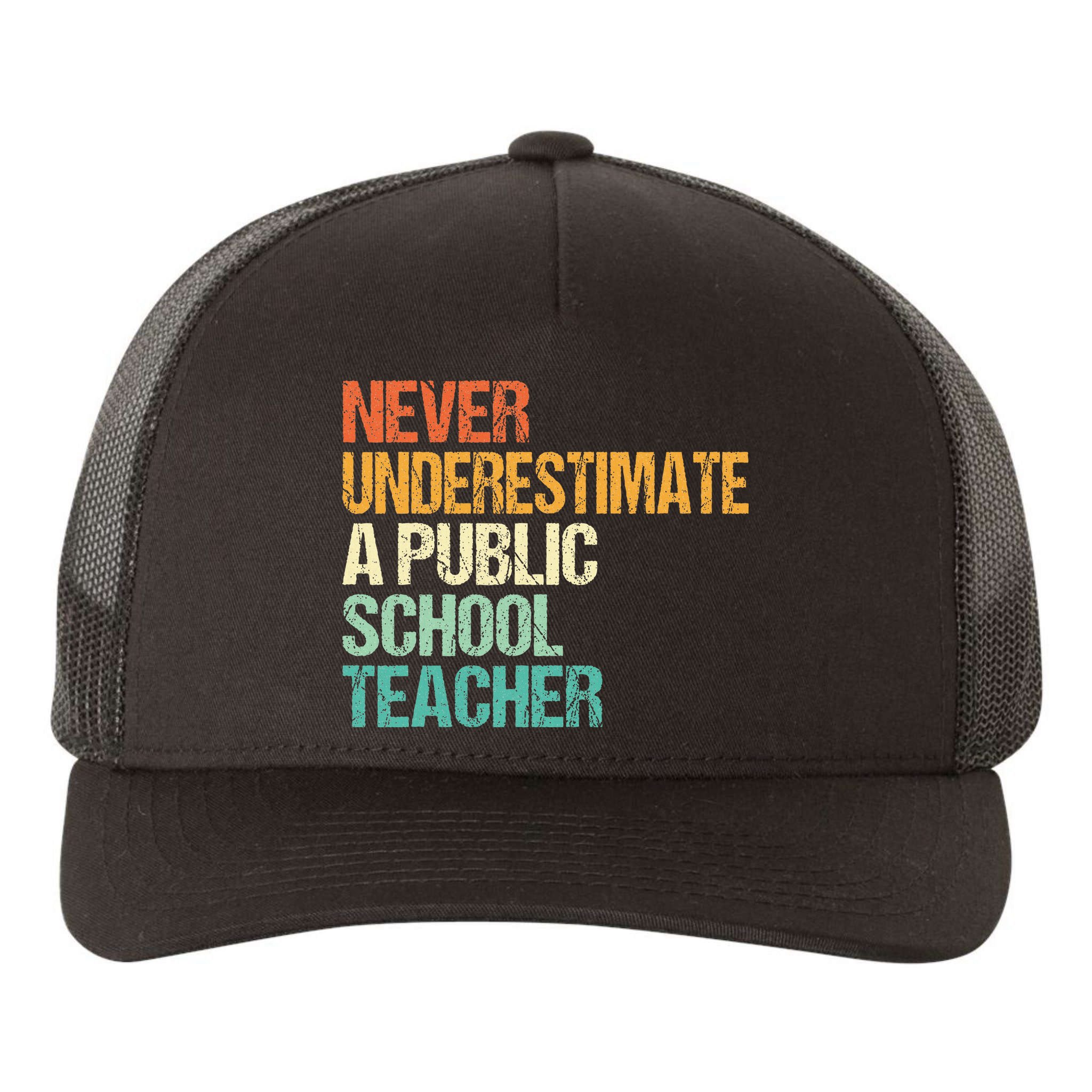 Never Underestimate A Public School Teacher Harris Walz 2024 Yupoong Adult 5-Panel Trucker Hat