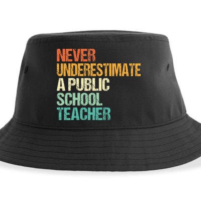 Never Underestimate A Public School Teacher Harris Walz 2024 Sustainable Bucket Hat